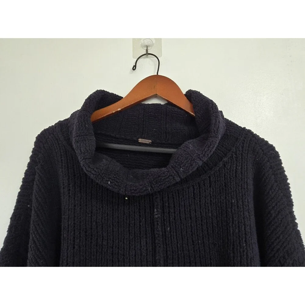 Free People Sweater Womens L Be Yours Pullover Black Cowl Neck Cropped Boxy